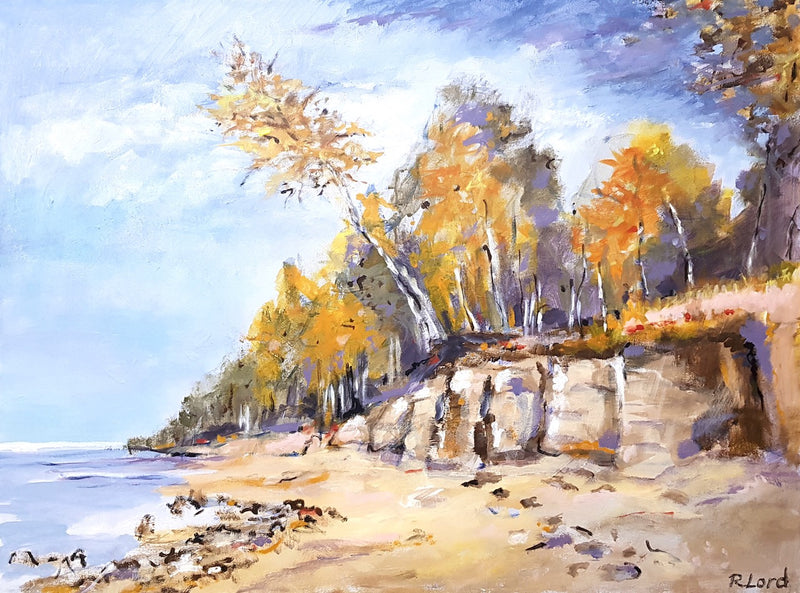 50 x 60 cm, Unikat, 'Nordische Küste' (RLD23-632) - Acrylgemälde von Regina Lord