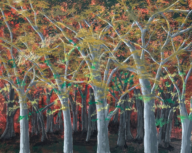 80 x 100 cm, Unikat, 'Roter Wald' (HW1-562) - Acrylgemälde von Hagen Wieland