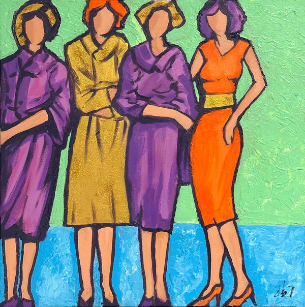 50 x 50 cm, Unikat, 'Girls, Girls, Girls.' (JLB19-573) - Acrylgemälde von Janus Lichtenberg