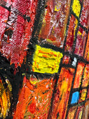 100 x 100 cm, Unikat, 'Red Explosion IV' (SVS21-580) - Öl-/Acrylgemälde von Suzanne Vivien Sommer