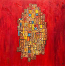 100 x 100 cm, Unikat, 'Red Dream III' (SVS21-584) - Öl-/Acrylgemälde von Suzanne Vivien Sommer