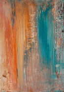 100 x 70 cm, Unikat, 'Apricot-Türkis_2021' (MTN31-739) - Acrylgemälde von Gabi Metternich