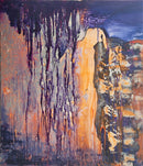 70 x 60 cm, Unikat, 'Silber-Lila-Orange_2020' (MTN31-740) - Acrylgemälde von Gabi Metternich