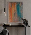 100 x 70 cm, Unikat, 'Apricot-Türkis_2021' (MTN31-739) - Acrylgemälde von Gabi Metternich