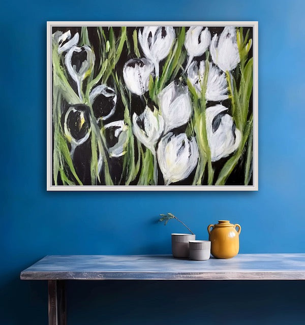 80 x 100 cm, Unikat, 'Tulpen IX/23' (IRS24-642) - Acrylgemälde von Iris Schilcher