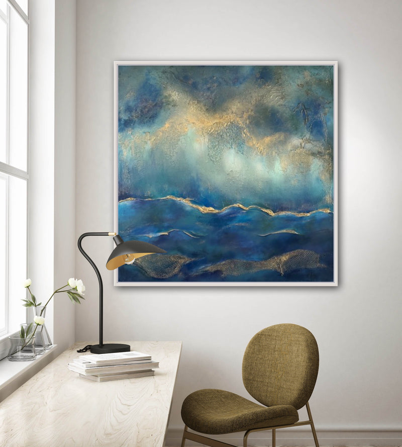 100 x 100 cm, Unikat, 'Goldenwave in a dramatic sky' (CLD13-487) -  von Clémentine Daudier