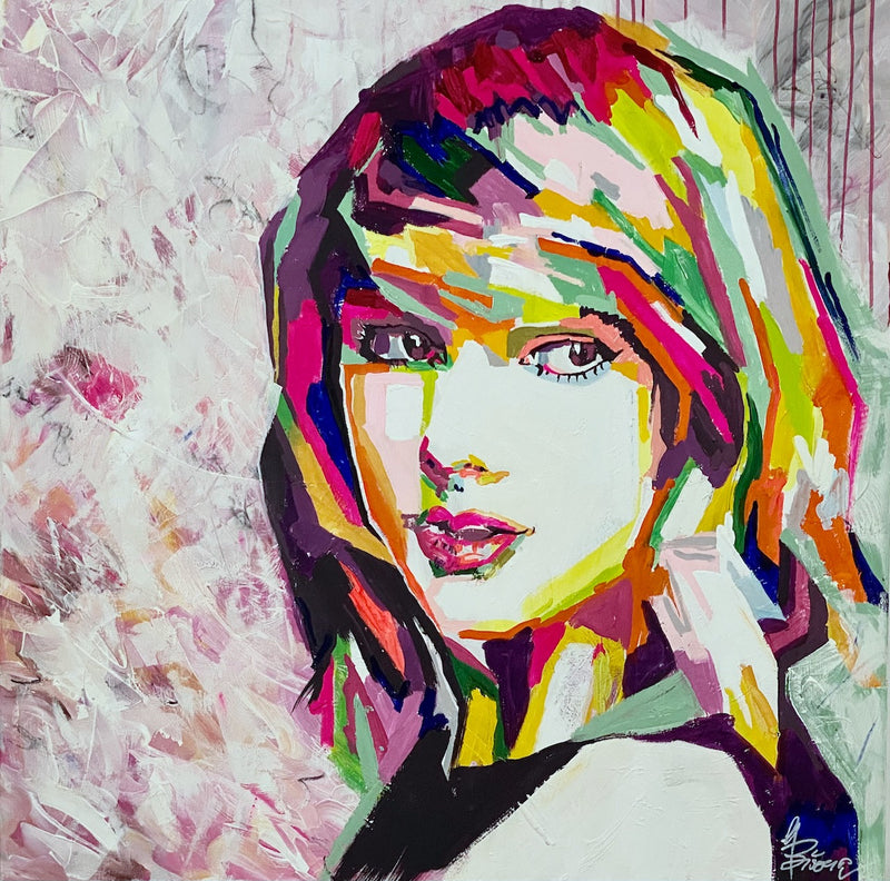 100 x 100 cm, Unikat, 'Taylor Swift' (UBI17-810) - Acrylgemälde von Ute Bivona