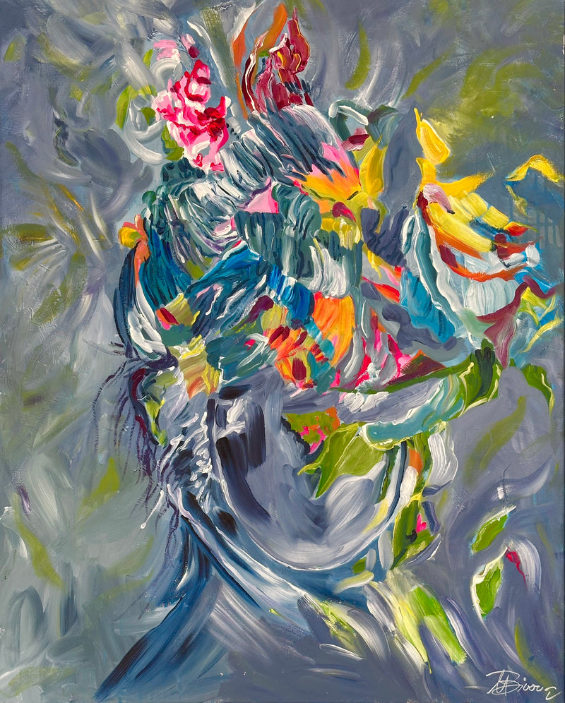 100 x 80 cm, Unikat, 'Enchanted by Nature' (UBI17-785) - Acrylgemälde von Ute Bivona