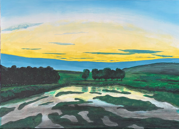 50 x 70 cm, Unikat, 'Das große Gehege (nach C.D.F.)' (HW1-787) - Acrylgemälde von Hagen Wieland