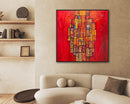 100 x 100 cm, Unikat, 'Red Explosion IV' (SVS21-580) - Öl-/Acrylgemälde von Suzanne Vivien Sommer
