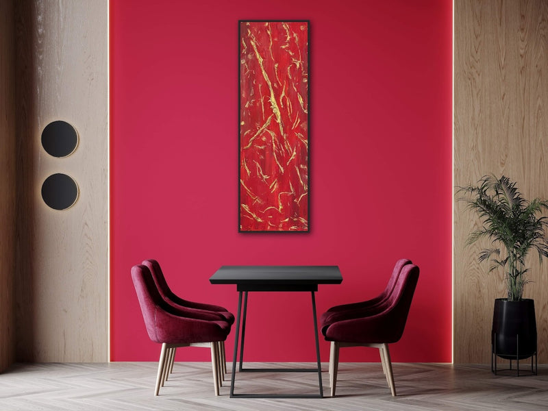 120 x 40 cm, Unikat, 'Red Dream I' (SVS21-581) - Öl-/Acrylgemälde von Suzanne Vivien Sommer