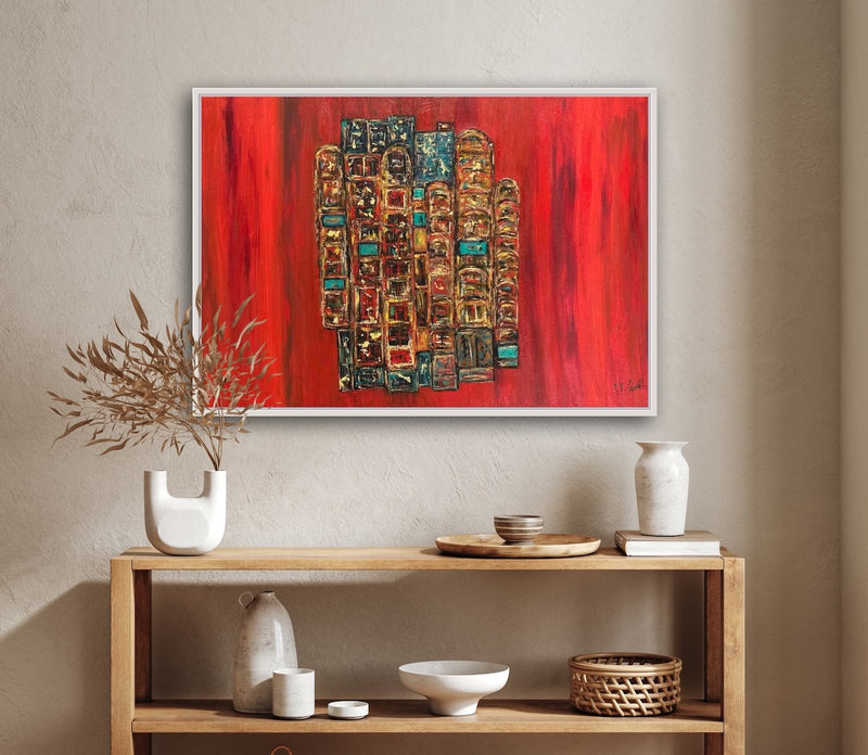 70 x 100 cm, Unikat, 'Red Dream IV' (SVS21-585) - Öl-/Acrylgemälde von Suzanne Vivien Sommer