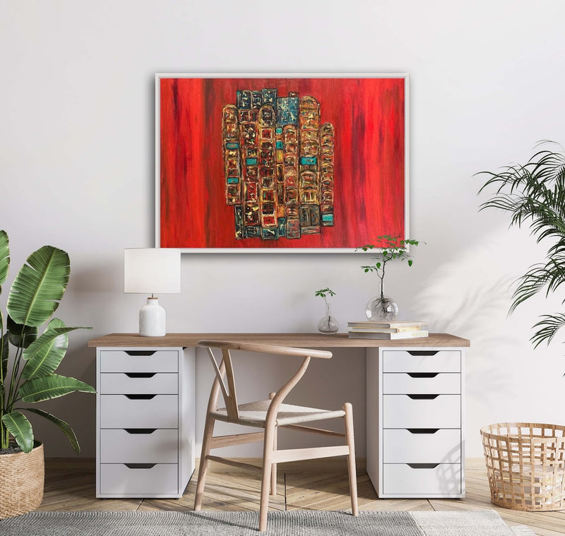 70 x 100 cm, Unikat, 'Red Dream IV' (SVS21-585) - Öl-/Acrylgemälde von Suzanne Vivien Sommer