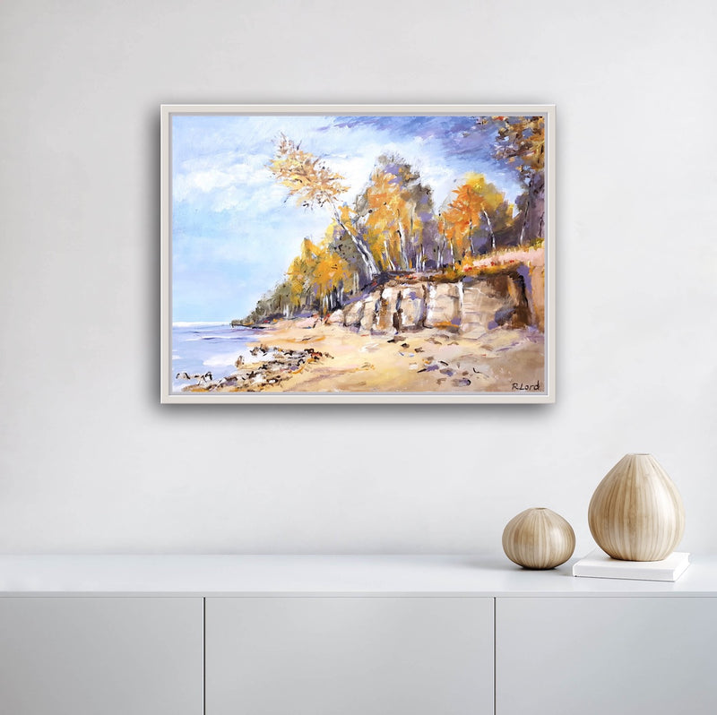 50 x 60 cm, Unikat, 'Nordische Küste' (RLD23-632) - Acrylgemälde von Regina Lord