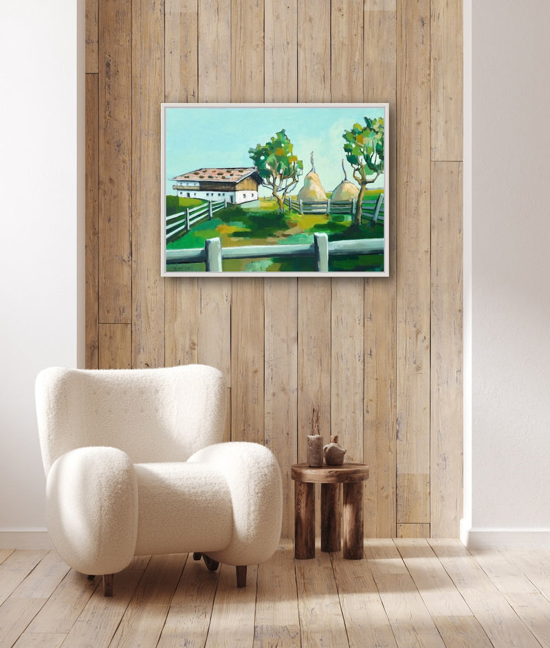 54 x 74 cm, Unikat, 'Hof mit Koppel' (TP4-283) -  von Thomas Popp