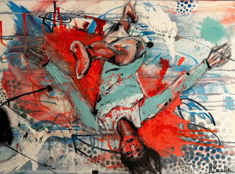 60 x 80 cm, Unikat, 'Dancing on the beam' (BEZ30-751) - Öl-/Acrylgemälde von Marion Bezdek