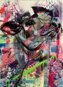 80 x 60 cm, Unikat, 'Hot Summer Cow' (BEZ30-752) - Öl-/Acrylgemälde von Marion Bezdek