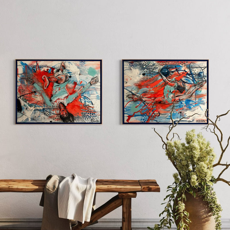 60 x 80 cm, Unikat, 'Dancing on the beam' (BEZ30-751) - Öl-/Acrylgemälde von Marion Bezdek