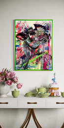 80 x 60 cm, Unikat, 'Hot Summer Cow' (BEZ30-752) - Öl-/Acrylgemälde von Marion Bezdek