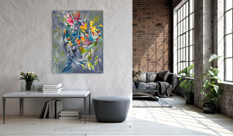 100 x 80 cm, Unikat, 'Enchanted by Nature' (UBI17-785) - Acrylgemälde von Ute Bivona