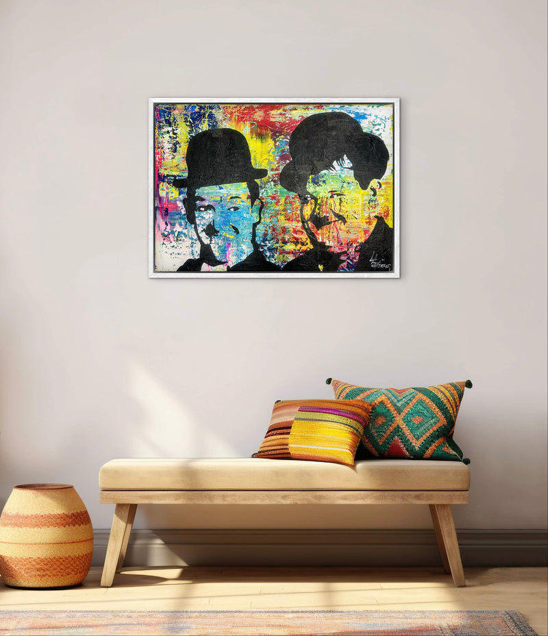 70 x 100 cm, Unikat, 'Stan & Ollie' (UBI17-798) - Acrylgemälde von Ute Bivona