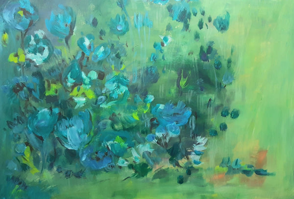 100 x 140 cm, Unikat, 'flora II/21' (IRS24-638) - Acrylgemälde von Iris Schilcher