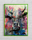 80 x 60 cm, Unikat, 'Hot Summer Cow 3' (BEZ30-753) - Öl-/Acrylgemälde von Marion Bezdek