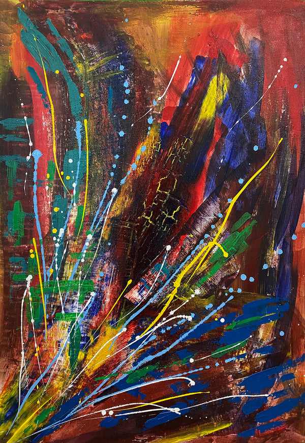 100 x 70 cm, Unikat, 'Flammendes Schwert' (HW1-3) - Acrylgemälde von Hagen Wieland