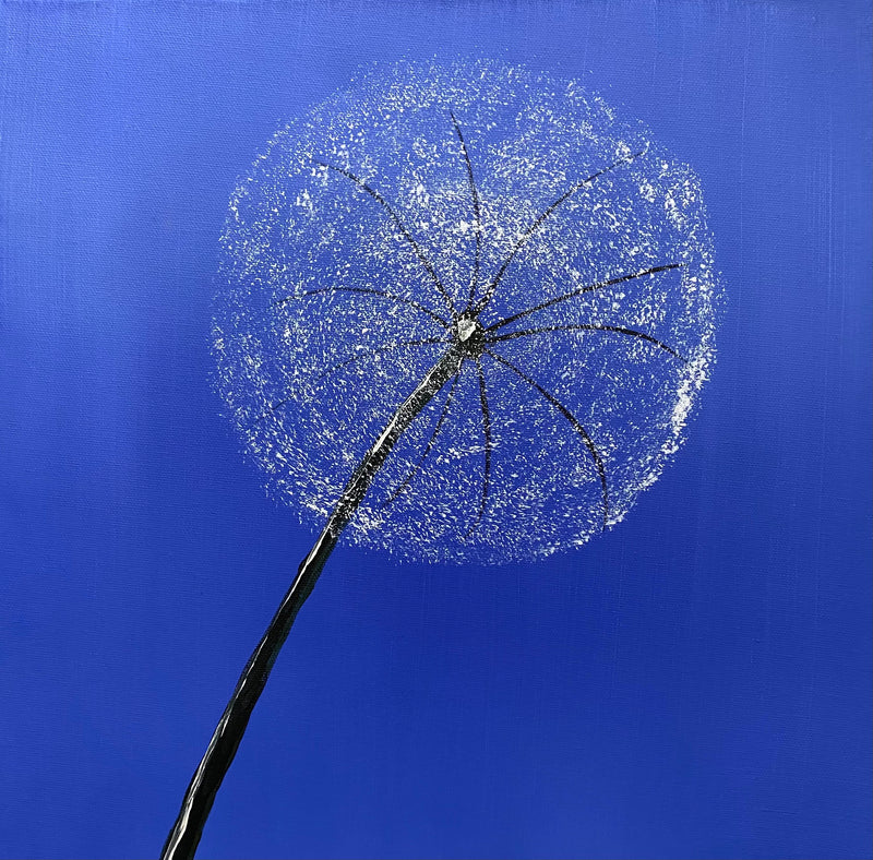 40 x 40 cm, Unikat, 'Pusteblume blau' (HW1-40) - Acrylgemälde von Hagen Wieland