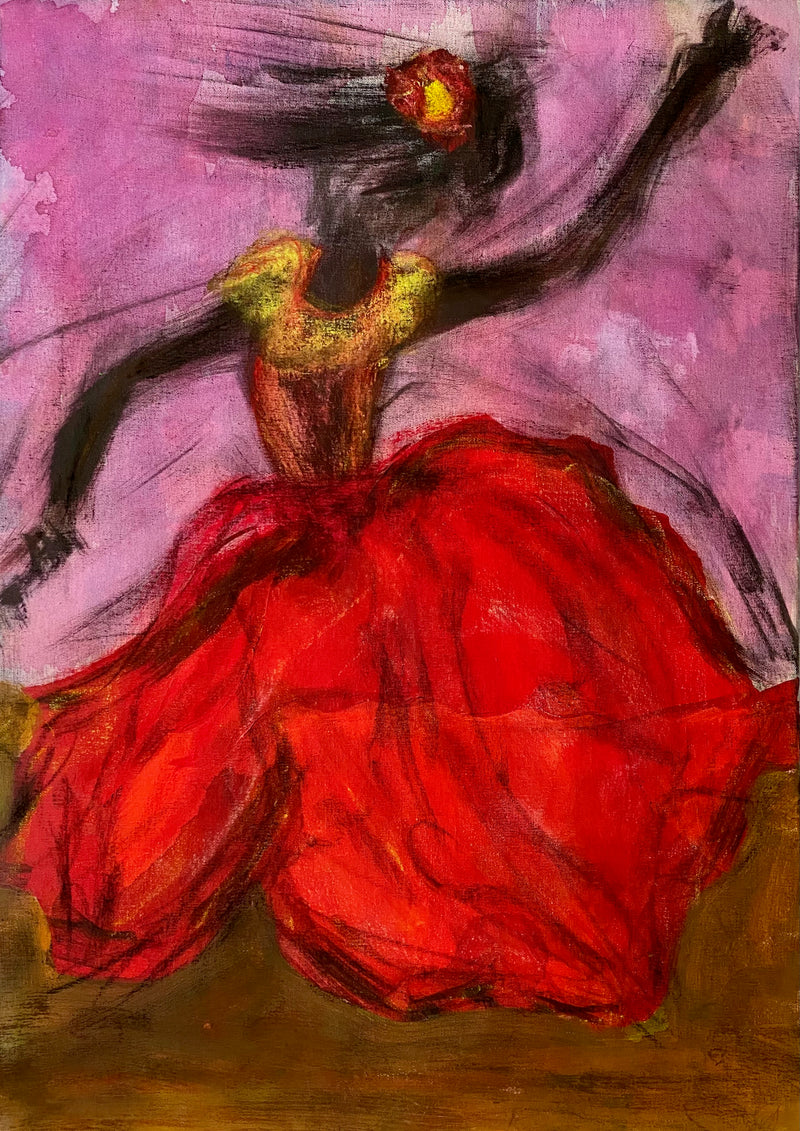 70 x 50 cm, Unikat, 'Flamenco' (MG3-46) - Acrylgemälde von Maria Gehwolf