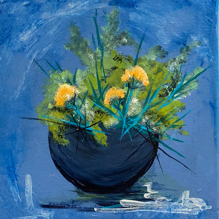 30 x 30 cm, Unikat, 'Blumengruß' (KARO2-52) - Acrylgemälde von Karen Rohde