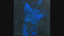 70 x 70 cm, Unikat, 'Männlicher Akt Blau auf Schwarz' (HW1-304) - Acrylgemälde von Hagen Wieland