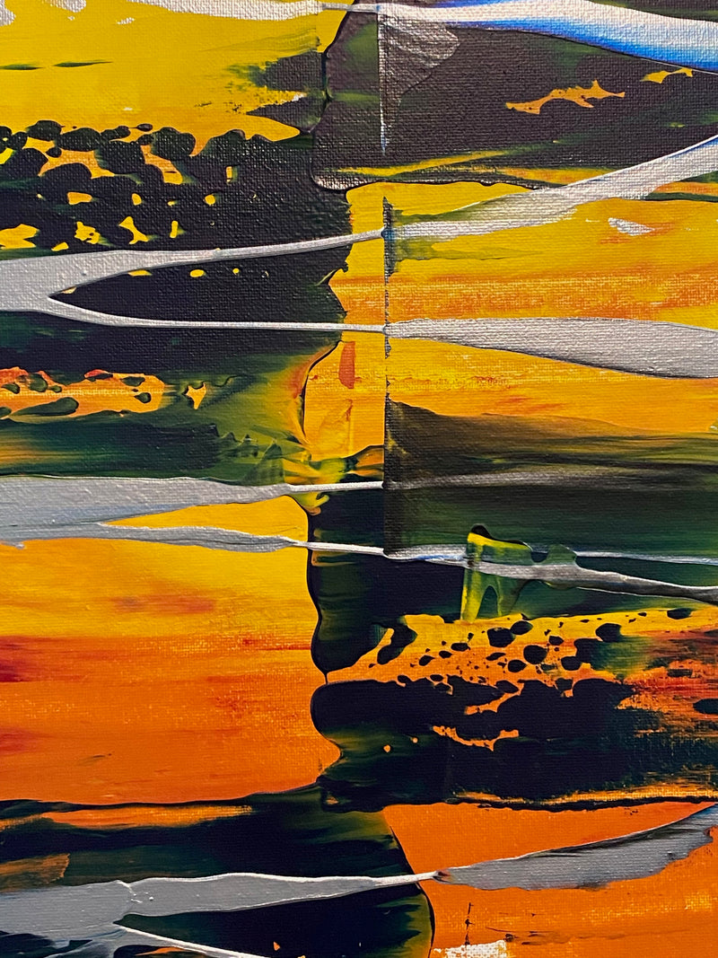 150 x 50 cm, Unikat, 'Lichter im Hochhaus' (HW1-36) - Acrylgemälde von Hagen Wieland --- KAUF NUR IN DER GALERIE MÜNCHEN MÖGLICH --- info@galerie-meetloft.de