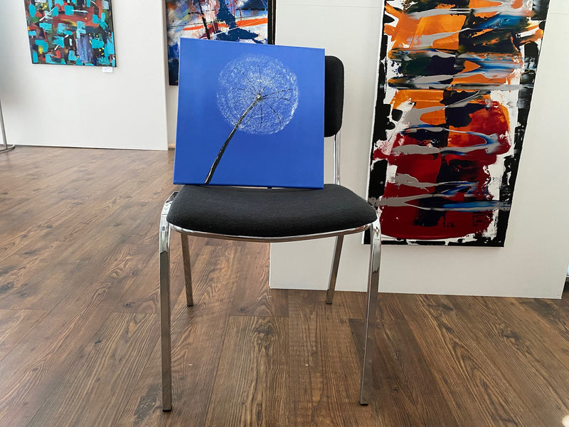 40 x 40 cm, Unikat, 'Pusteblume blau' (HW1-40) - Acrylgemälde von Hagen Wieland