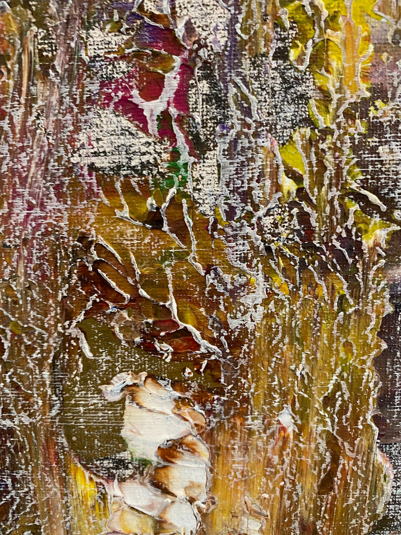 80 x 40 cm, Unikat, 'Der Tanz von Herbst und Winter' (MG3-64) - Acrylgemälde von Maria Gehwolf