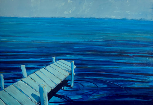 73 x 102 cm, Unikat, 'Steg am Meer' (TP4-200) - Acrylgemälde von Thomas Popp