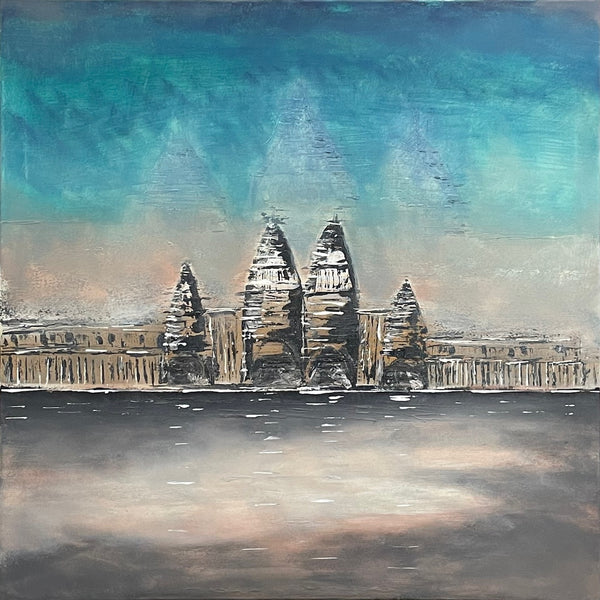 70 x 70 cm, Unikat, 'Angkor Wat' (HW1-447) - Acrylgemälde von Hagen Wieland