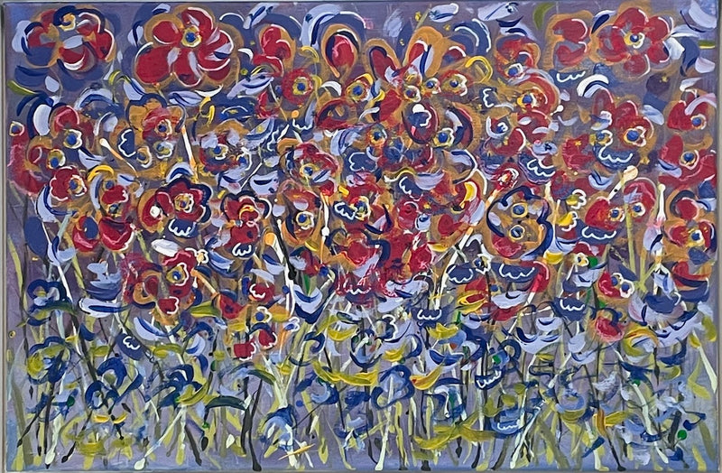 40 x 60 cm, Unikat, 'Smiling Flowers' (KARO2-449) - Acrylgemälde von Karen Rohde