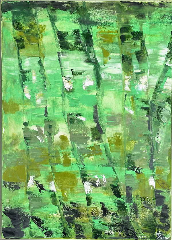 70 x 50 cm, Unikat, 'Birken Grün' (HW1-457) - Acrylgemälde von Hagen Wieland