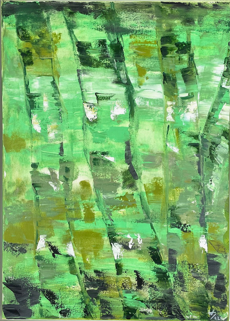 70 x 50 cm, Unikat, 'Birken Grün' (HW1-457) - Acrylgemälde von Hagen Wieland