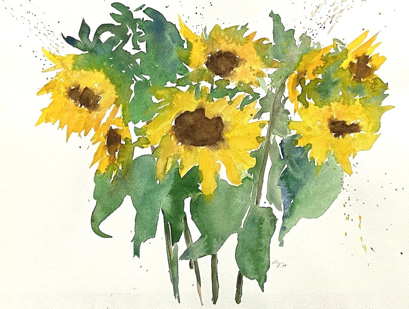 30 x 40 cm, Unikat, 'Sonnenblumen1' (CM7-217) -  von Charles Mills