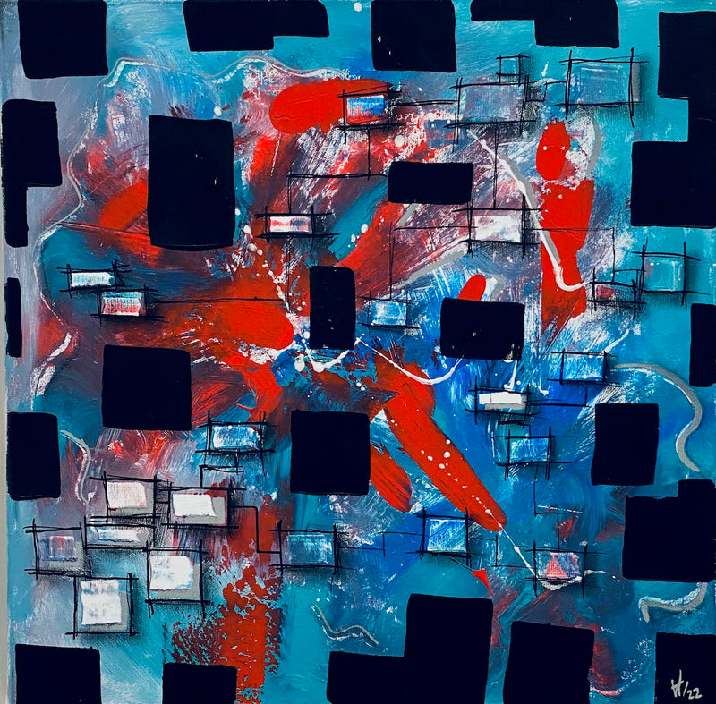 50 x 50 cm, Unikat, 'Der Plan' (HW1-257) - Acrylgemälde von Hagen Wieland