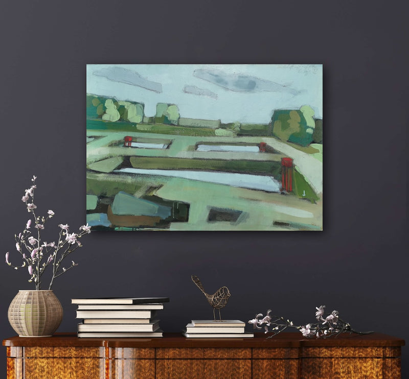 70 x 100 cm, Unikat, 'Landschaft mit Fischfutter' (TP4-459) - Acrylgemälde von Thomas Popp