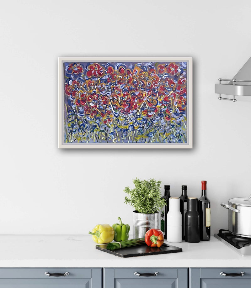 40 x 60 cm, Unikat, 'Smiling Flowers' (KARO2-449) - Acrylgemälde von Karen Rohde