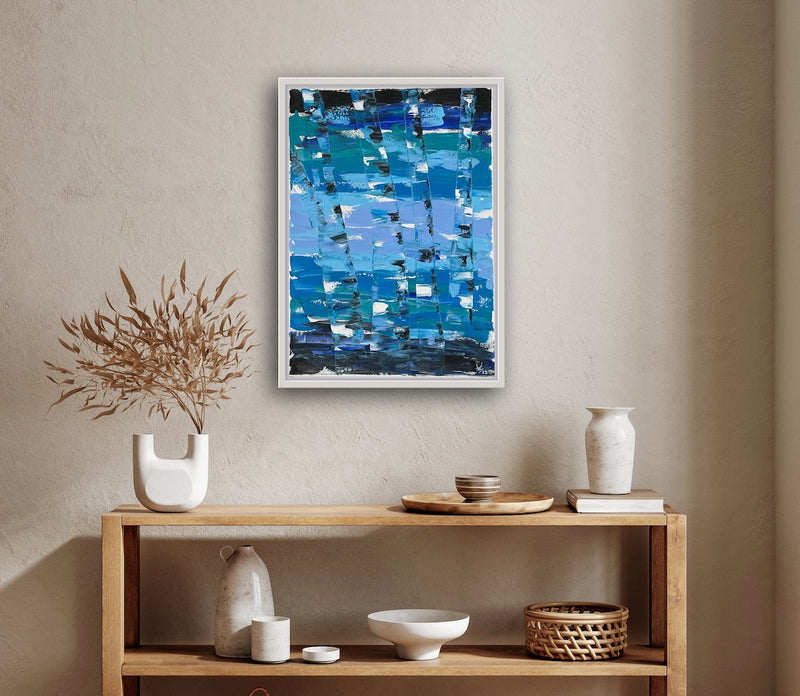 70 x 50 cm, Unikat, 'Birken Blau' (HW1-456) - Acrylgemälde von Hagen Wieland