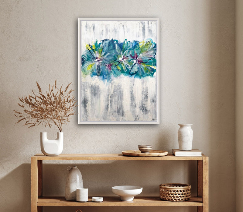 80 x 60 cm, Unikat, 'Blumen Farbenfroh 3' (KARO2-452) - Acrylgemälde von Karen Rohde