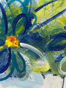 70 x 70 cm, Unikat, 'Blumen Farbenfroh' (KARO2-445) - Acrylgemälde von Karen Rohde