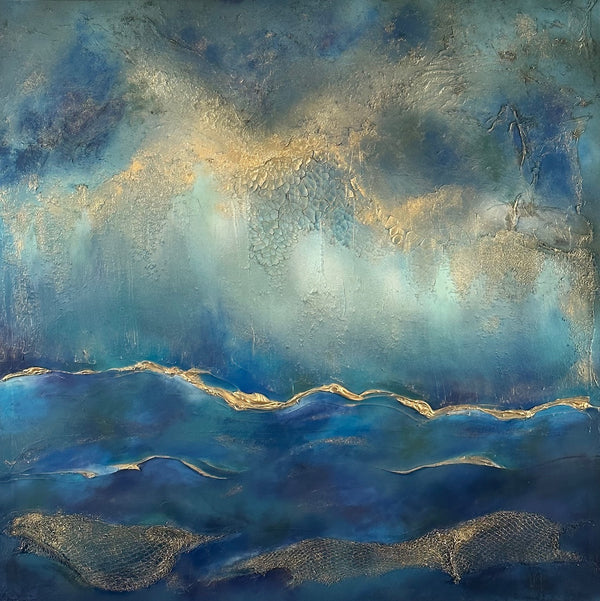 100 x 100 cm, Unikat, 'Goldenwave in a dramatic sky' (CLD13-487) -  von Clémentine Daudier