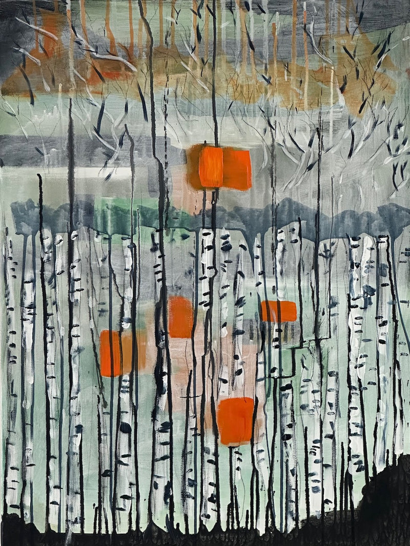 80 x 60 cm, Unikat, 'Birkenblüte' (HW1-515) - Acrylgemälde von Hagen Wieland