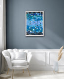 70 x 50 cm, Unikat, 'Birken Blau' (HW1-456) - Acrylgemälde von Hagen Wieland